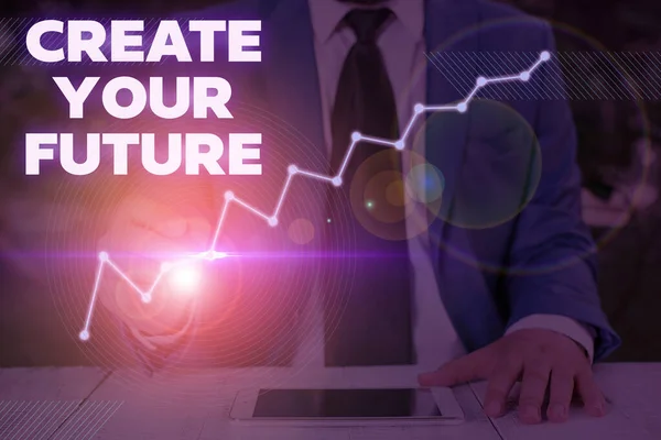Het schrijven van nota tonen je toekomst maken. Foto presentatie ingesteld doel en carrière bedrijfsdoelstellingen Plan vooruit Reach out. — Stockfoto