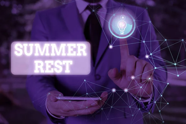 Text ukazující Letní odpočinek. Konceptuální focení při prázdninové přestávce nebo odpočinek z práce či školy během léta. — Stock fotografie