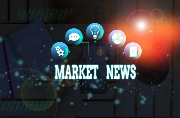 Market News el yazısı. Kavram anlamı Ticari Bildirim Ticaret Raporu Piyasa Güncelleme Kurumsal İçgörü. — Stok fotoğraf