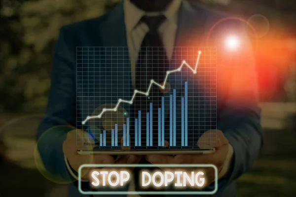 Scrittura concettuale a mano che mostra Stop Doping. Business foto vetrina non utilizzare vietato uso atletico perforanalysisce migliorare i farmaci . — Foto Stock