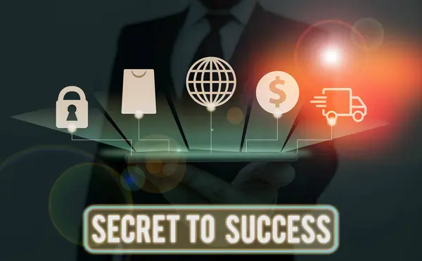 Signo de texto que muestra Secreto para el éxito. Foto conceptual Logro inexplicable de la fama riqueza o estatus social . — Foto de Stock
