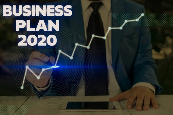 Написание заметки, демонстрирующей бизнес-план 2020. Фотовыставка "Проблемные бизнес-идеи и цели на Новый год" . — стоковое фото