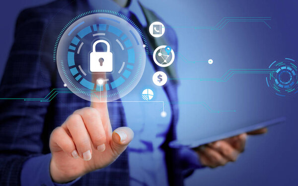 Женщина-человек представляет презентацию с использованием самых современных устройств. Женщина носит официальный рабочий костюм, представляя, как работает умный гаджет. фото современной жизни
.