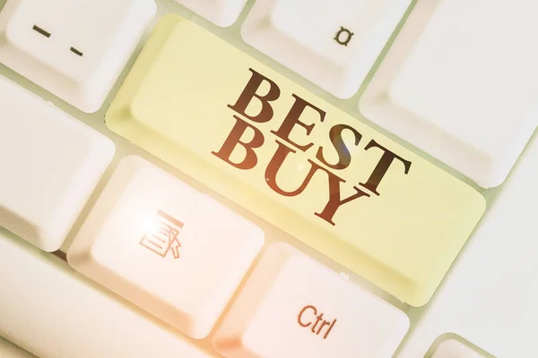Text sign showing Best Buy. Conceptual photo most advantageous combination of cost and quality of a product.