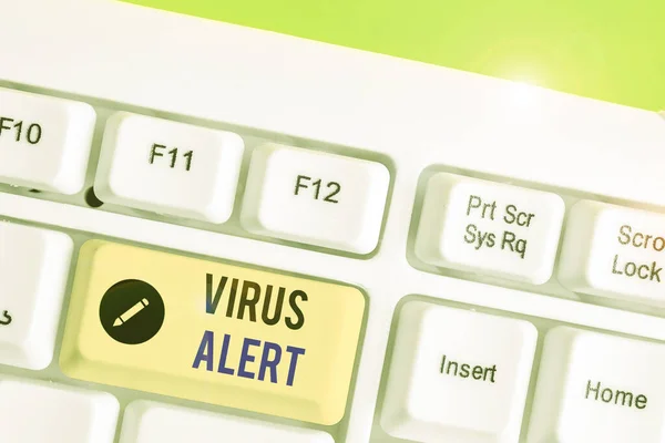 Текстовый знак с предупреждением о вирусе. Предупреждение о несуществующей угрозе компьютерного вируса . — стоковое фото