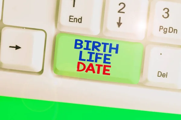 Sinal de texto mostrando Data de Vida de Nascimento. Foto conceitual Dia em que um bebê nascerá Gravidez na Maternidade Dê vida . — Fotografia de Stock