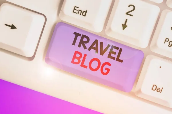 Word writing text Travel Blog. Business concept for Sharing thoughts and experiences of the places around the world.