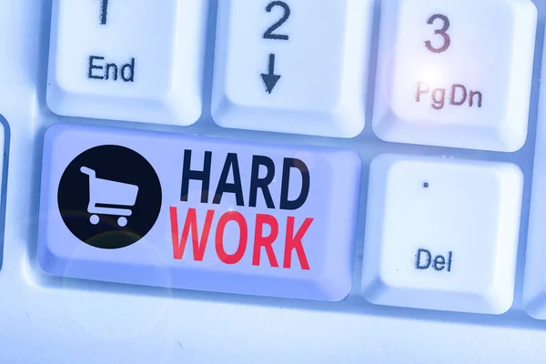 Szövegírás Kemény munka. Üzleti koncepció arra, hogy mindig sok erőfeszítést és törődést fektessünk a munkába vagy a kitartásba. — Stock Fotó