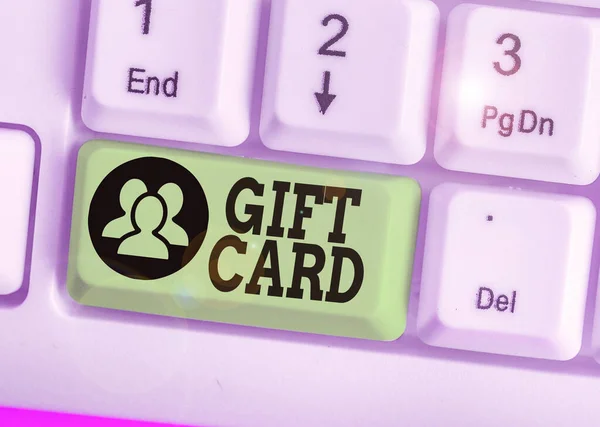 Conceptual hand writing showing Gift Card. Business photo text A present usually made of paper that contains your message. — Stock Photo, Image