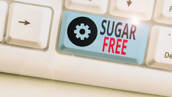 Σήμα κειμένου που δείχνει Χωρίς Ζάχαρη. Εννοιολογική φωτογραφία που περιέχει τεχνητή γλυκαντική ουσία αντί για ζάχαρη. — Φωτογραφία Αρχείου