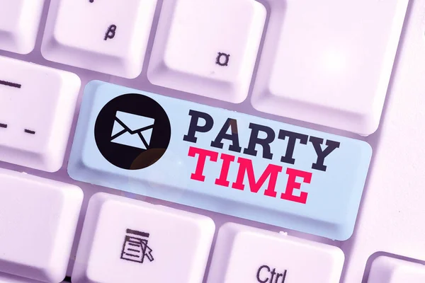 Word writing text Party Time. Business concept for the right moment to celebrate and have fun in social event. — Stock Photo, Image