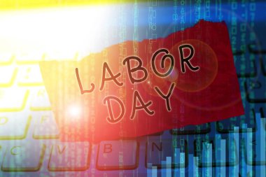 Kelime yazma günü mesajı. İşçilerin başarılarını kutlamak için yıllık tatil konsepti.