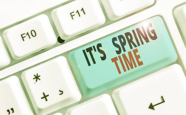 Εννοιολογική γραφή με το χέρι που δείχνει το S Spring Time. Business photo text Season After Winter Blosoming of Flowers Μετασχηματισμός. — Φωτογραφία Αρχείου