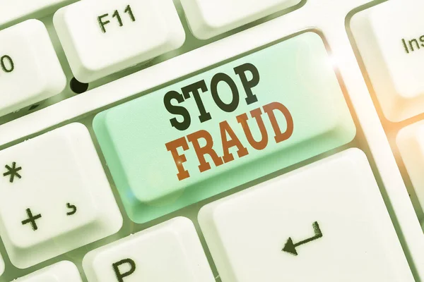 Word writing text Stop Fraud. Business concept for campaign advices showing to watch out thier money transactions. — Stock Photo, Image