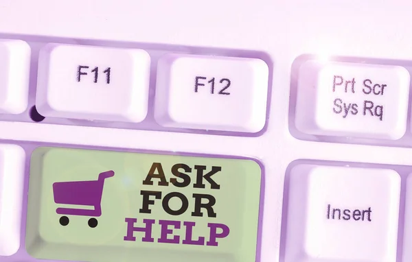 Text sign showing Ask For Help. Conceptual photo Request to support assistance needed Professional advice.
