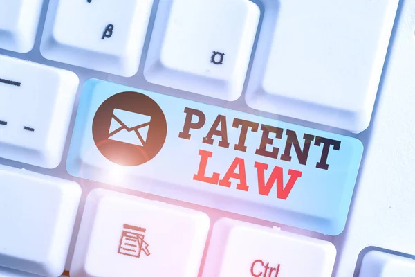 Texte textuel Droit des brevets. Le concept d'entreprise pour traiter avec un inventeur est le droit exclusif d'utiliser sa propre invention . — Photo