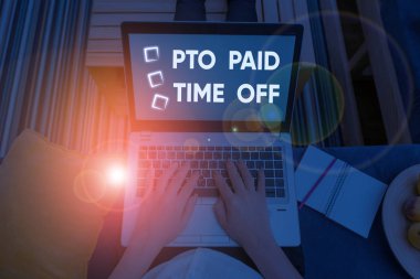 Handwriting text writing Pto Paid Time Off. Concept meaning Employer grants compensation for demonstratingal holidays.