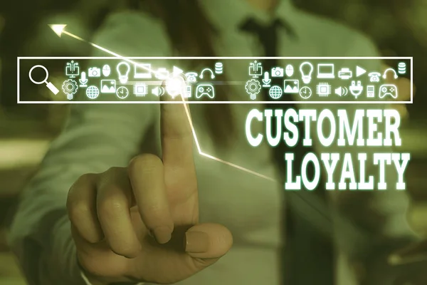 Text sign showing Customer Loyalty. Conceptual photo customers are devoted to a company s is products or services.