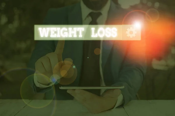 Textzeichen mit Gewichtsverlust. konzeptionelle Foto die Tatsache, dass eine Demonstration oder Tiere Körpergewicht wird weniger. — Stockfoto