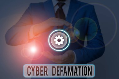 Text sign showing Cyber Defamation. Conceptual photo slander conducted via digital media usually by Internet. clipart