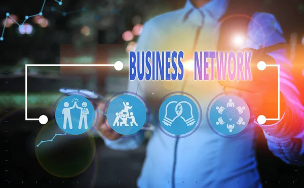 Nota di scrittura che mostra Business Network. Business photo showcase Cooperazione interaziendale che consente alle aziende di collaborare . — Foto Stock