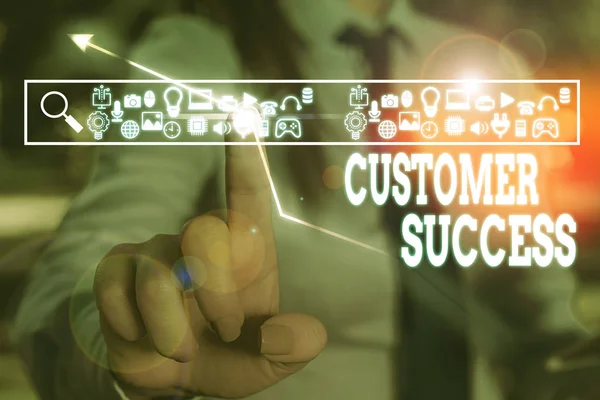 Text sign showing Customer Success. Conceptual photo customers achieve desired outcomes while using your product.