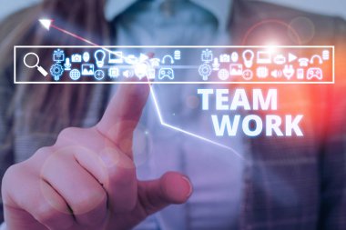 Takım çalışması yazma el yazısı metin. Kombine eylem bir grup çalışma grubu işbirliği işbirliği anlam kavramı.