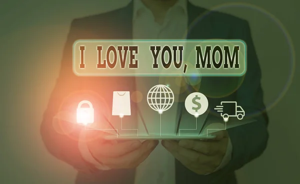 Jag älskar dig, mamma. Affärsidé för att älska budskap känslomässiga känslor tillgivenhet varm förklaring. — Stockfoto