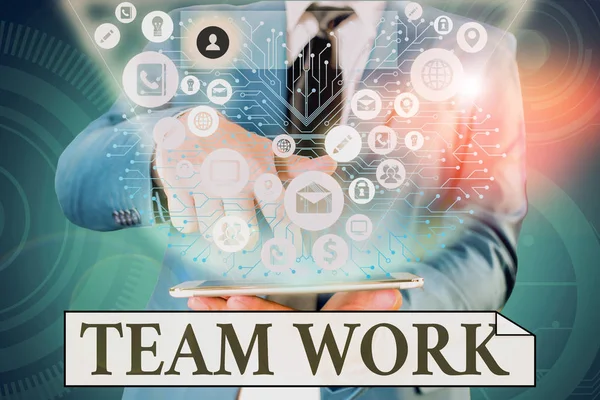 Handwriting text writing Team Work. Concept meaning Combined action of a group Workgroup cooperation collaboration. — Stock Photo, Image