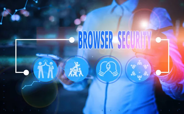 Schrijfbriefje met Browser Security erop. Zakelijke foto showcasing beveiliging aan webbrowsers om netwerkgegevens te beschermen. — Stockfoto