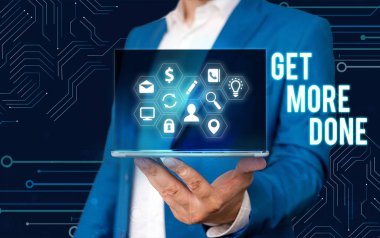 Kelime yazma metni Daha Fazla Yap. Denetim Listesi Düzenlenmiş Zaman Yönetimi Çalışmaya Başlama Hareketi iş konsepti.