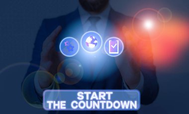 Word writing text Start The Countdown. Business concept for Sequence of Backward Counting to Set the Timer. clipart