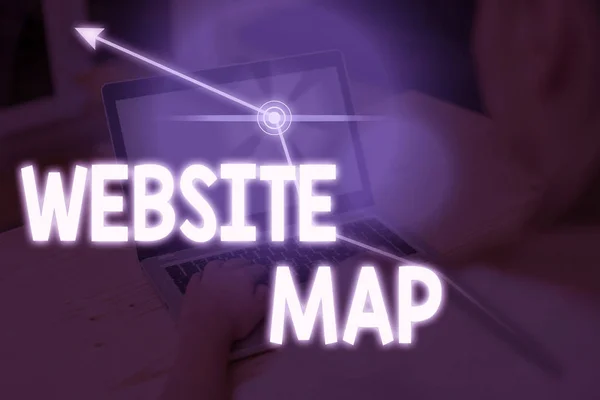 Nota di scrittura che mostra la mappa del sito web. Mostra fotografica aziendale progettata per aiutare sia gli utenti che i motori di ricerca a navigare nel sito . — Foto Stock