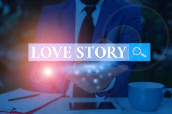 Textskylt som visar Love Story. Konceptuell bild det är något som en roman eller film om en kärleksaffär. — Stockfoto