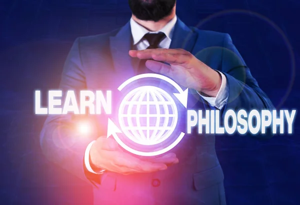 Schreibnotiz, die Philosophie lernen zeigt. Business-Foto präsentiert lernen, solide Methoden der Forschung und Analyse zu entwickeln. — Stockfoto