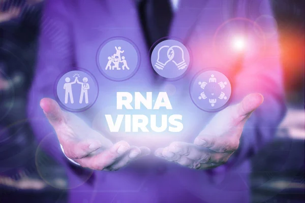 Segno di testo che mostra virus Rna. Foto concettuale un'informazione genetica del virus viene memorizzata sotto forma di RNA . — Foto Stock