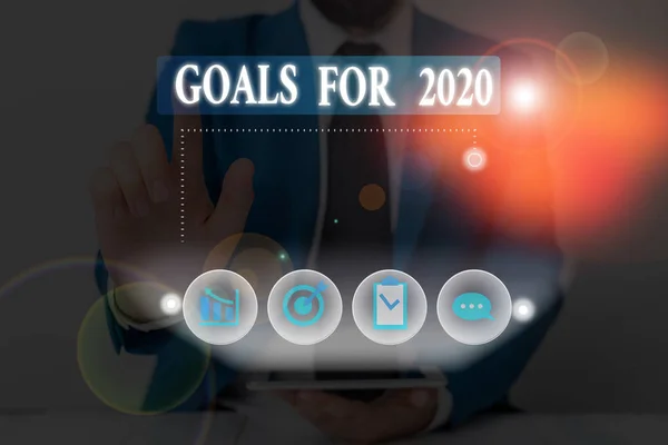 Konceptualne pisanie ręczne pokazujące cele na 2020 rok. Prezentacja zdjęć biznesowych Następujące rzeczy chcesz mieć i osiągnąć w 2020 roku. — Zdjęcie stockowe