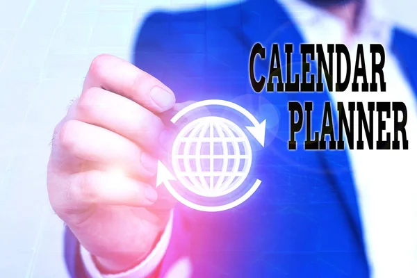 Writing note showing Calendar Planner. Business photo showcasing schedule of activities or task that must be completed. — Stock Photo, Image