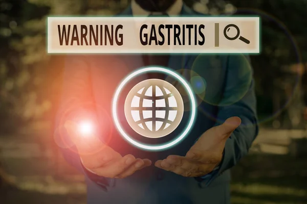 Word writing text Warning Gastritis. Business concept for early advice on inflammation of the lining of the stomach. — ストック写真