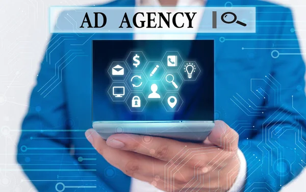 Text sign showing Ad Agency. Conceptual photo business dedicated to creating planning and handling advertising.