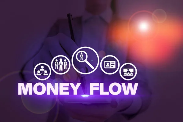 Texte manuscrit Money Flow. Concept signifiant l'augmentation ou la diminution du montant d'argent d'une entreprise . — Photo