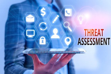 Handwriting text Threat Assessment. Concept meaning determining the seriousness of a potential threat.