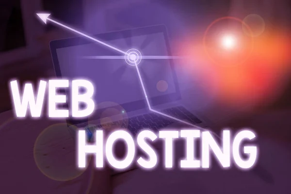 Writing note showing Web Hosting. Business photo showcasing business of providing storage space and access for websites. — Stock Photo, Image