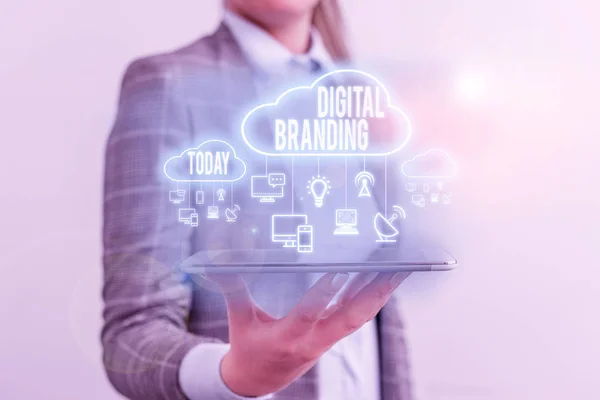 Conceptual hand writing showing Digital Branding. Business photo showcasing combination of internet branding and digital marketing.