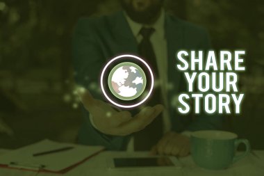 Kavramsal el payı hikayenizi gösterilen yazma. Birisi kendisi hakkında hayat biyografi yazmak isteyen vitrine iş fotoğraf.