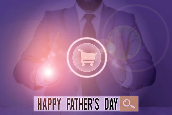 Writing note showing Happy Father S Day. Business photo showcasing time of year to celebrate fathers all over the world. — Stock Photo, Image