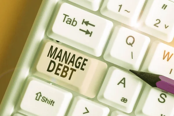 Word writing text Manage Debt. Business concept for unofficial agreement with unsecured creditors for repayment.