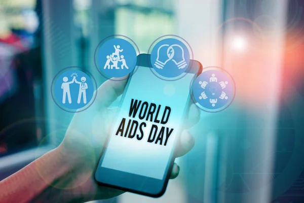 Ordet skriver text Världsaidsdagen. Affärsidé för 1: a December tillägnad medvetenheten av Aids. — Stockfoto
