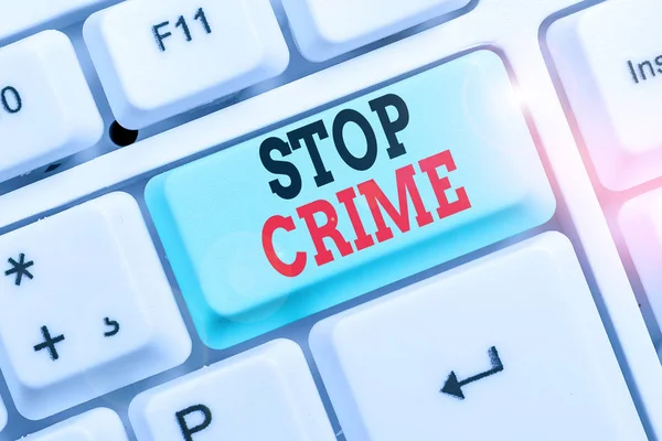 Parola che scrive testo Stop Crime. Concetto imprenditoriale per lo sforzo o il tentativo di ridurre e scoraggiare la criminalità e i criminali . — Foto Stock