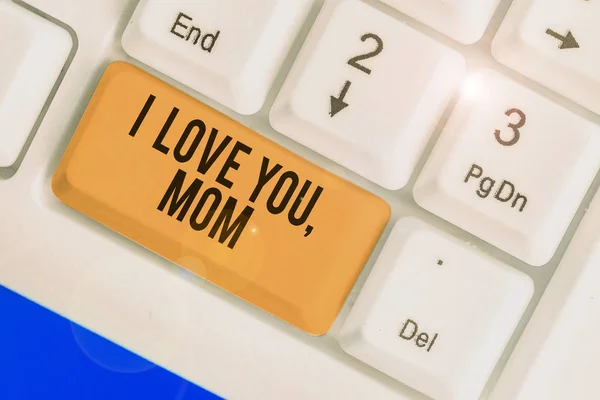 Text sign showing I Love You Mom. Conceptual photo Loving message emotional feelings affection warm declaration. — Stock Photo, Image